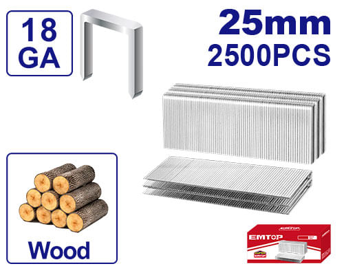 Grapas para Clavadora 25mm 2500un ENAL18252 Emtop