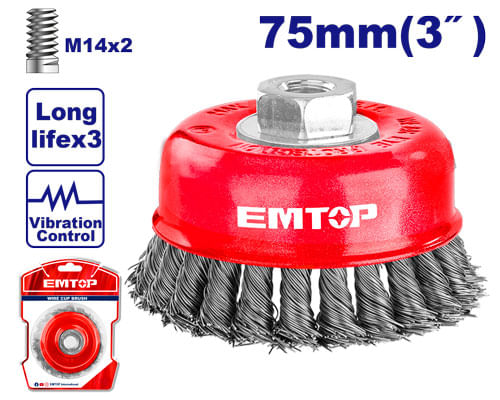 Grata Copa Trenzada 75mm 0,5mm EWCB20755 Emtop