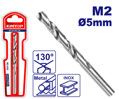 Broca M2 Hss 5MM ETDB1200501 Alta Dureza