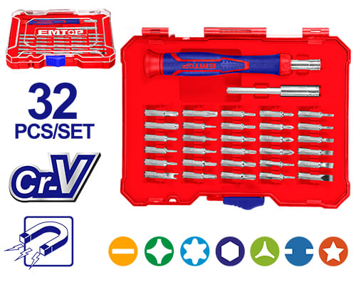 Puntas de Precision con Mango 32 Piezas EBST03202