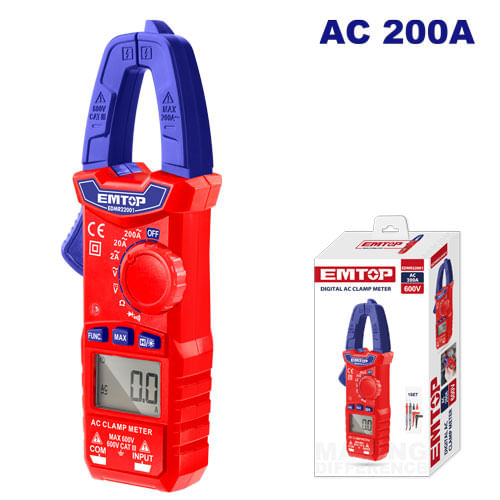 Amperimetro Digital de Tenaza 200A EDMR2201 Emtop