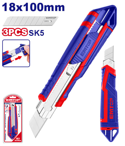 Cuchillo Cartonero 18x100mm 3 Repuestos ESNK18302