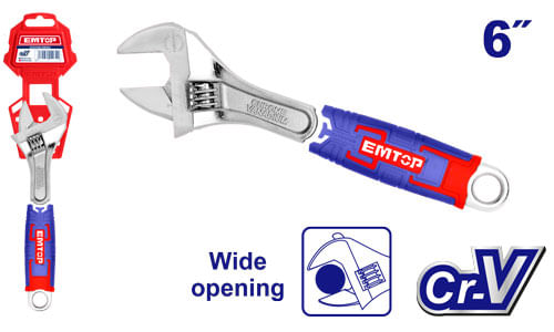Llave Francesa Mango Goma 6 EAWH130601 Emtop
