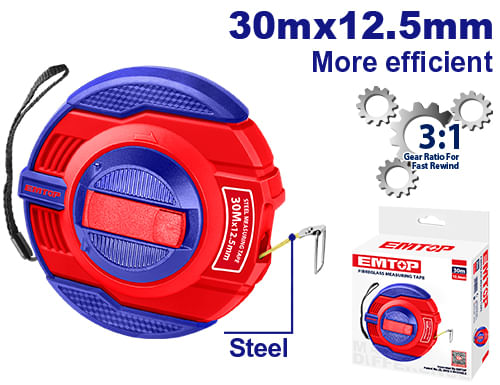 Huincha Medir Metalica 30mX 12,5mm EMTP63001 Emtop