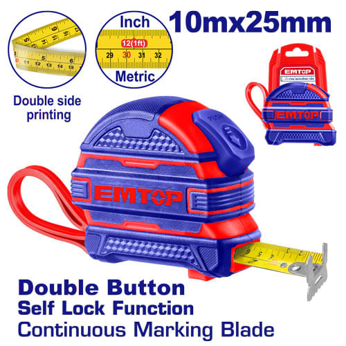 Huincha de Medir C/grip 10M x 25MM EMTP2025