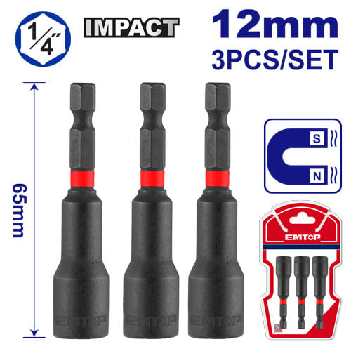 Set Puntas Magneticas 12MM Hex 3UN EMNS1232