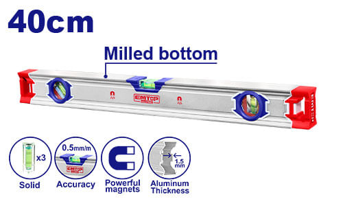 Nivel de Aluminio Magnetico 40 Cms ESLL34001 Emtop