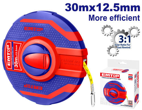 Huincha Medir Fibra de Vidrio 30mX12,5mm EMTP73001