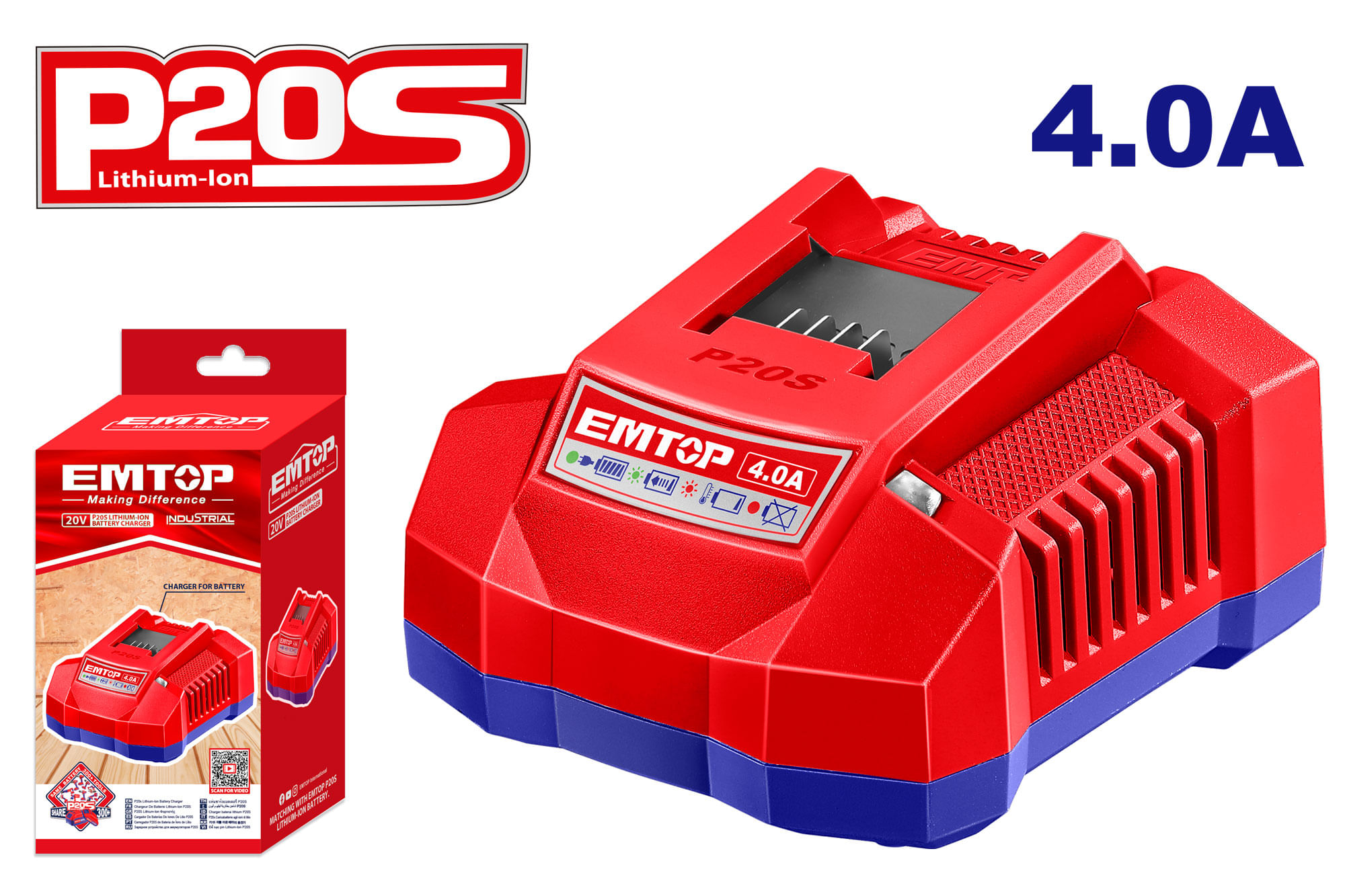 Cargador Bat Simple P20S 21V/4A EFCR20411 Emtop