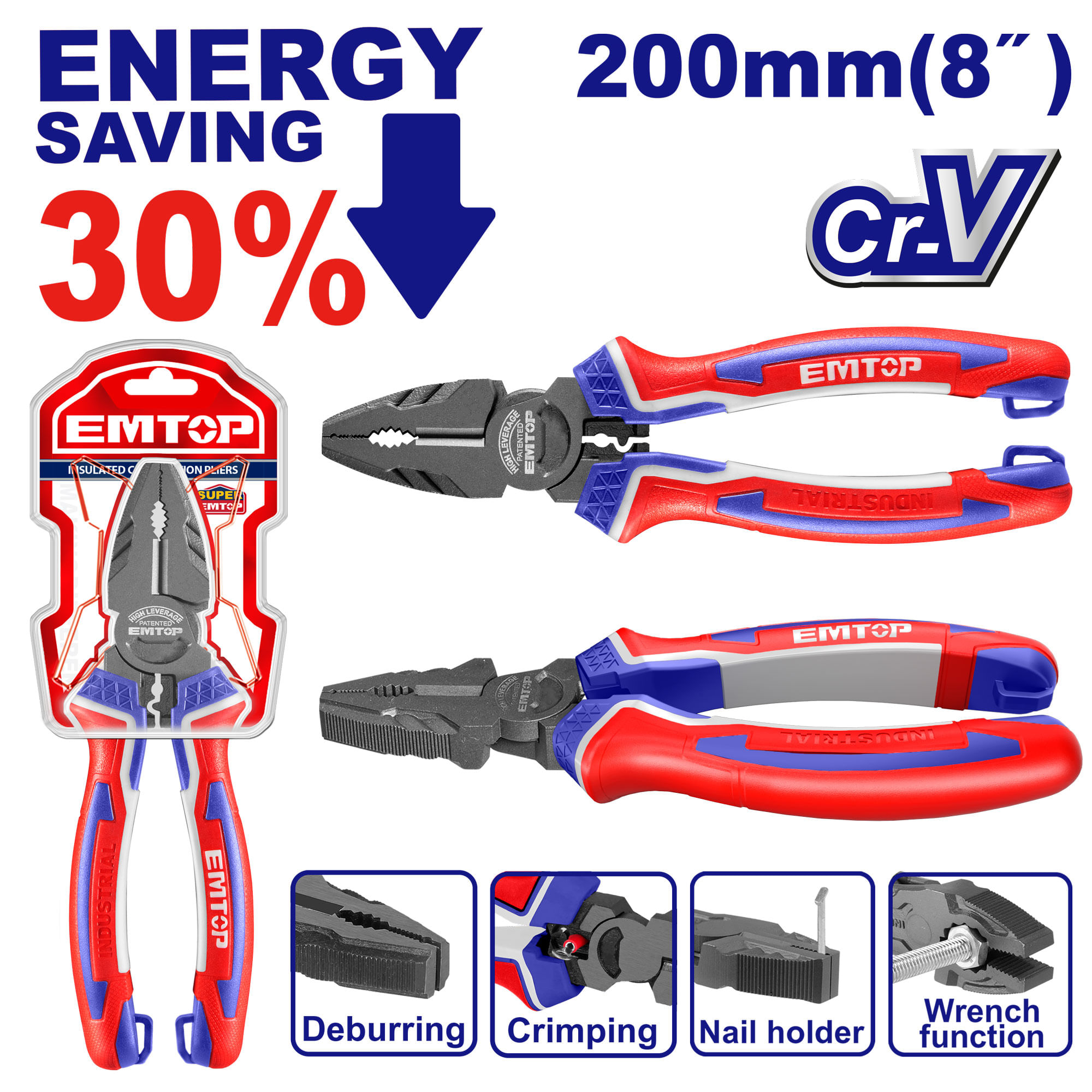 Alicate Universal Industrial 8 EPLRC0821 Emtop