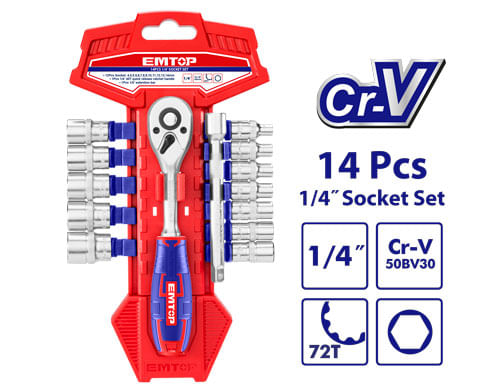 Juego Dados 1/4 14PZ 4-13mm ESKT14141 Emtop