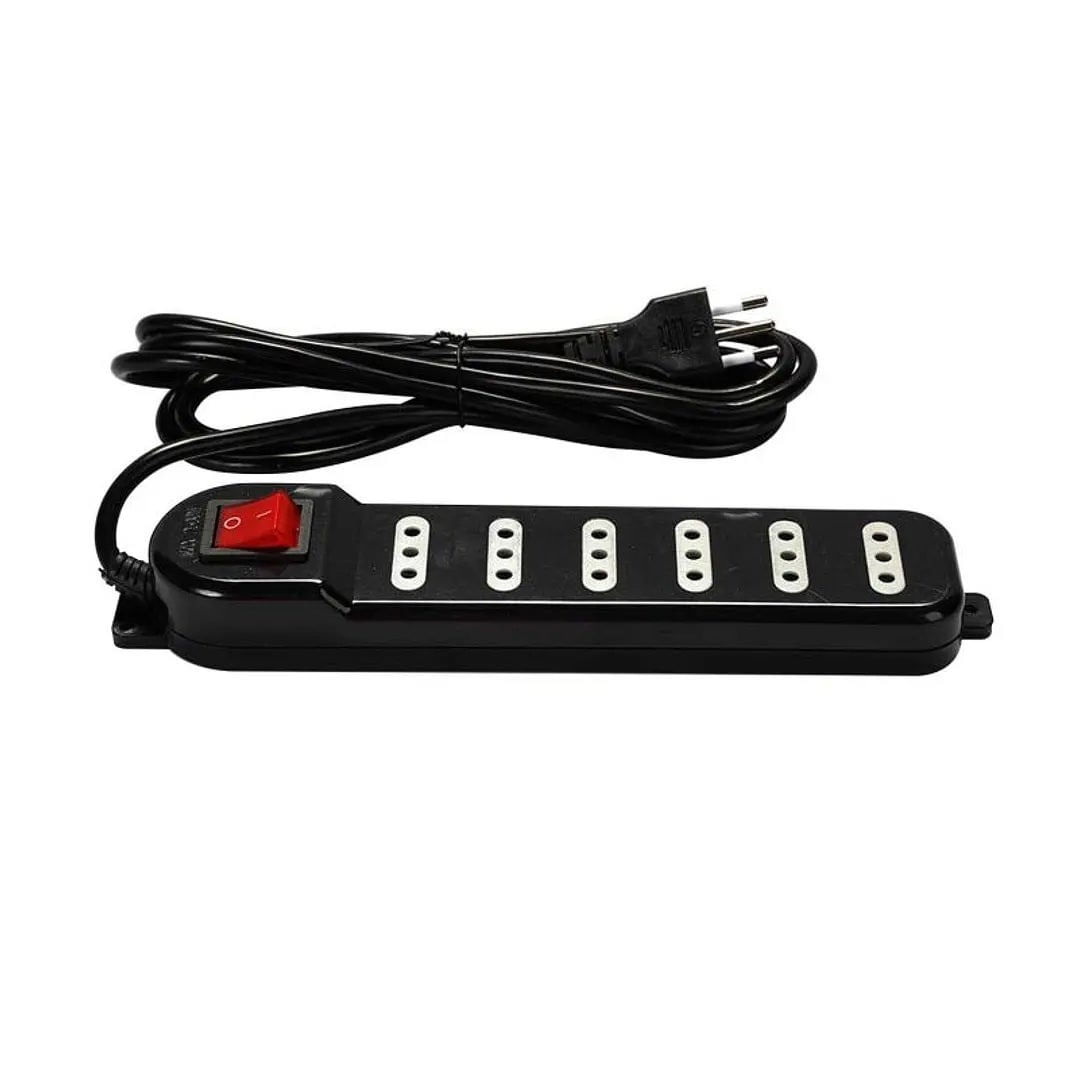 Alargador con Switch 6 Tomas 3M Negro Oca