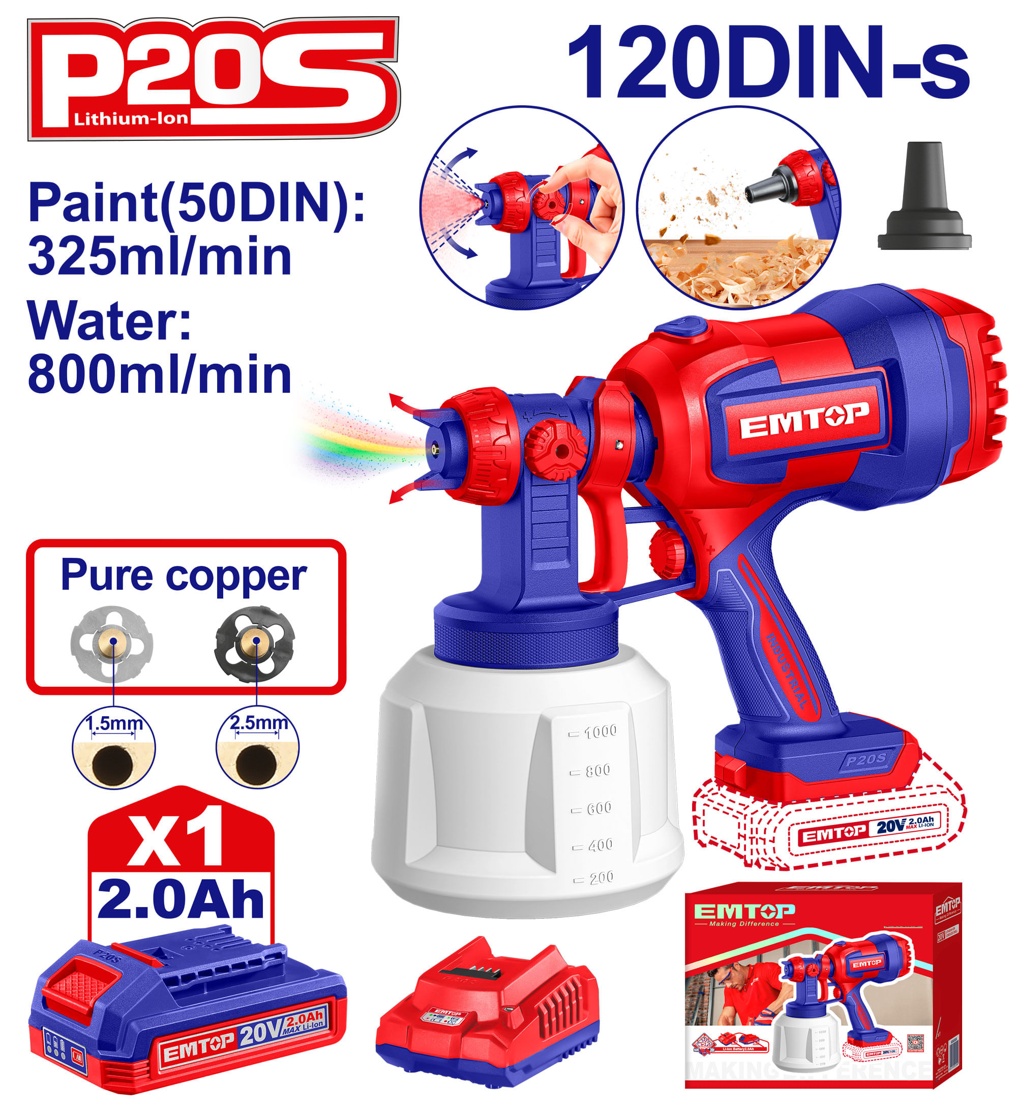 Pistola Pintar Inal 20V 800ml/min B/c ELSG20042