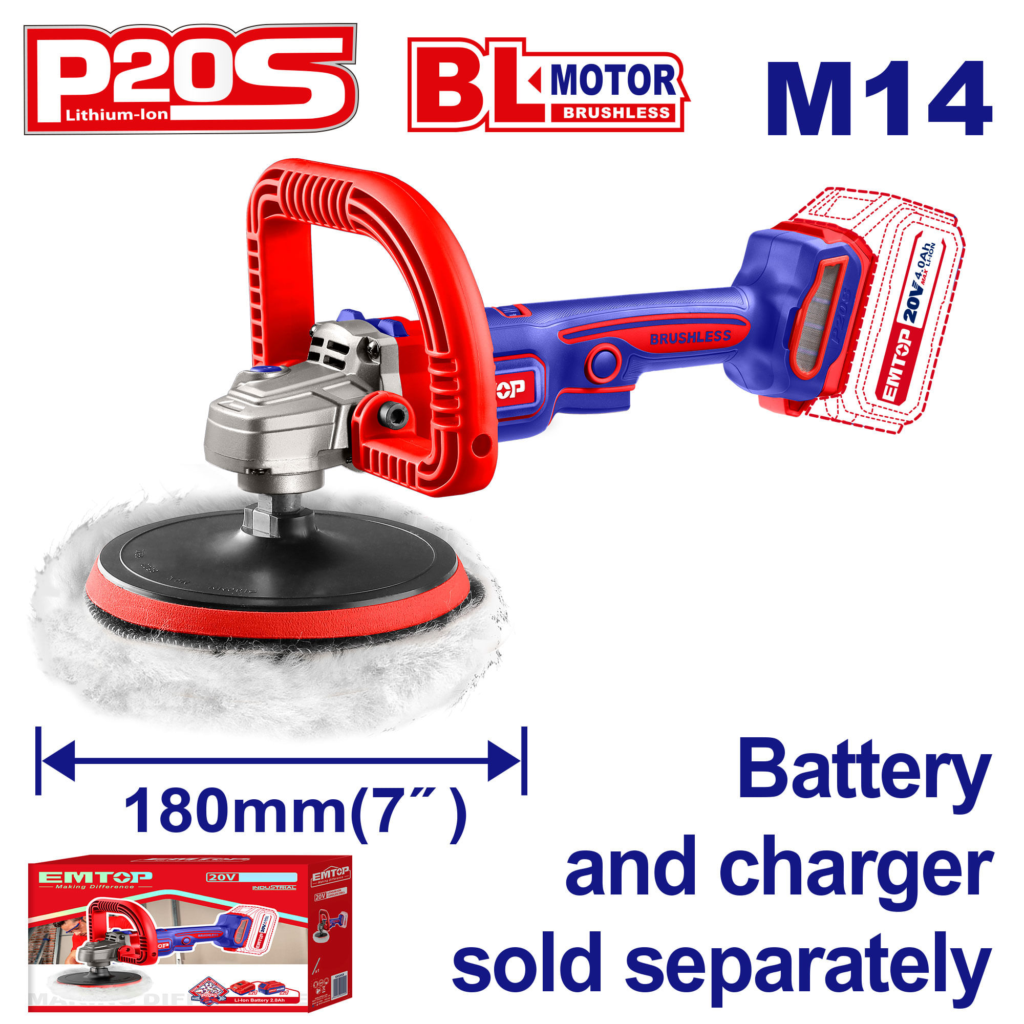 Pulidora Orbital Inal 20V 7 S/b (180mm) ELAP2018